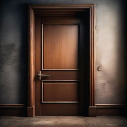 A mysterious scene depicting a closed door with subtle light seeping through the edges