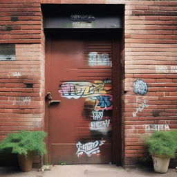 A detailed image of an urban door in a city setting