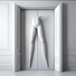 Create an artistic depiction of a door with sensual human-like arms and legs