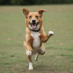 A lively, playful dog joyfully dancing on its hind legs.