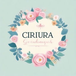 Create an image for printing that says 'Cirurgia Geral e Traumas' with floral and medical themes, incorporating feminine and delicate touches