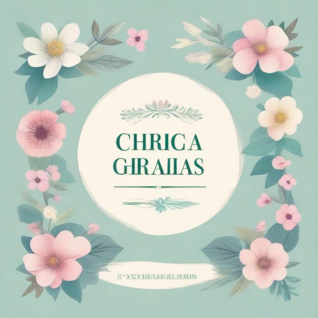 Create an image for printing that says 'Cirurgia Geral e Traumas' with floral and medical themes, incorporating feminine and delicate touches