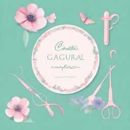 Create an image for printing that says 'Cirurgia Geral' with medical themes, incorporating feminine and delicate touches