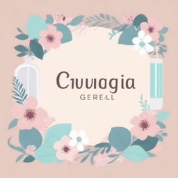 Create an image for printing that says 'Cirurgia Geral' with medical themes, incorporating feminine and delicate touches