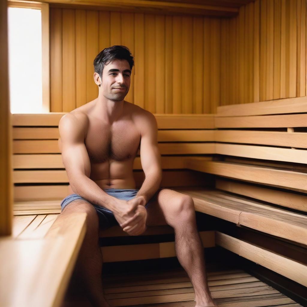 A young Argentine man visiting a sauna for the first time