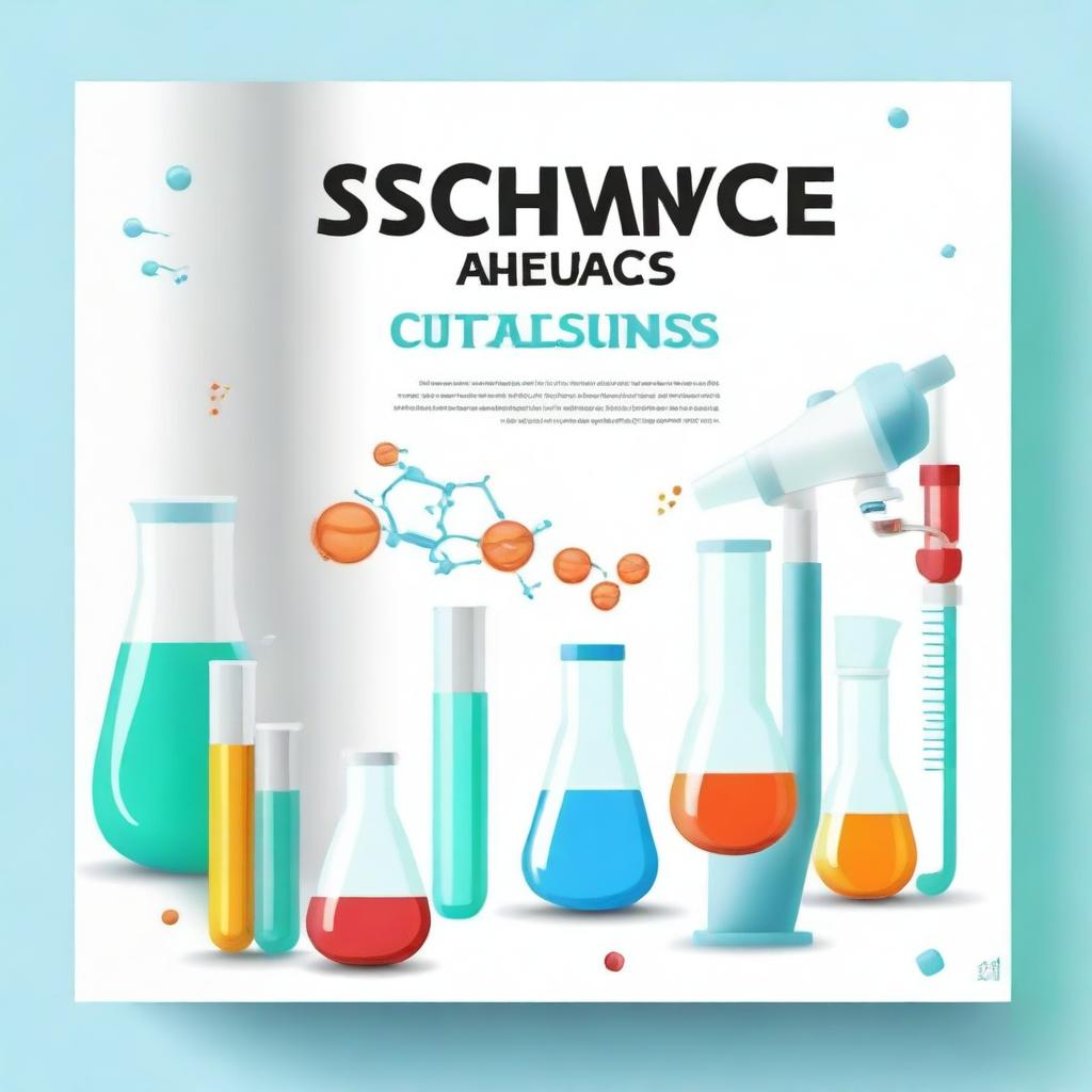 Create a cover for a science book featuring a white background