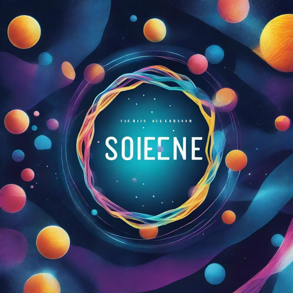 A visually striking cover for a science magazine featuring futuristic technology, DNA strands, and a vibrant depiction of space