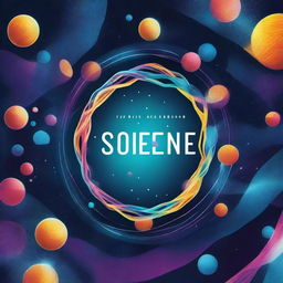 A visually striking cover for a science magazine featuring futuristic technology, DNA strands, and a vibrant depiction of space