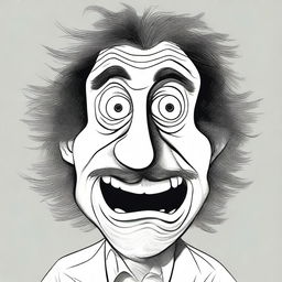 A caricature-style image of an extremely unattractive person, exaggerated features such as a large nose, crooked teeth, and messy hair