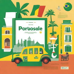 Create a book cover with the text 'Portuguese in 12 weeks'