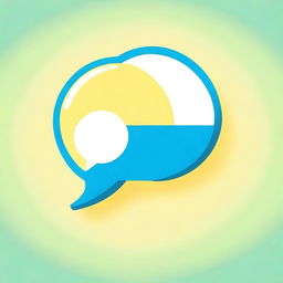 Create an image of a small white-blue megaphone inside a light yellow speech bubble on a blue background