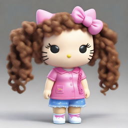 A realistic human version of Hello Kitty with dark blonde curly hair and some braids