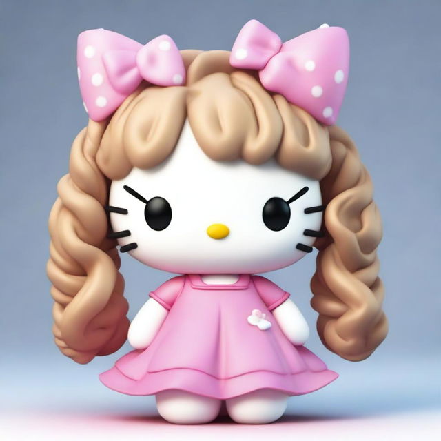 Create a realistic image of Hello Kitty with a human body