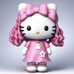 Create a realistic image of Hello Kitty with a human body