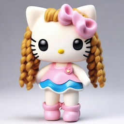 Create a realistic image of Hello Kitty with a human body, featuring curves and a mouth