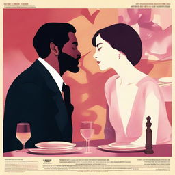 A film poster depicting an intimate dinner scene featuring Massele, a man in his 30s with a warm, loving expression, seated across from Efa, a faint, ethereal woman suggesting her ghostly presence