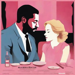 A film poster depicting an intimate dinner scene featuring Massele, a man in his 30s with a warm, loving expression, seated across from Efa, a faint, ethereal woman suggesting her ghostly presence