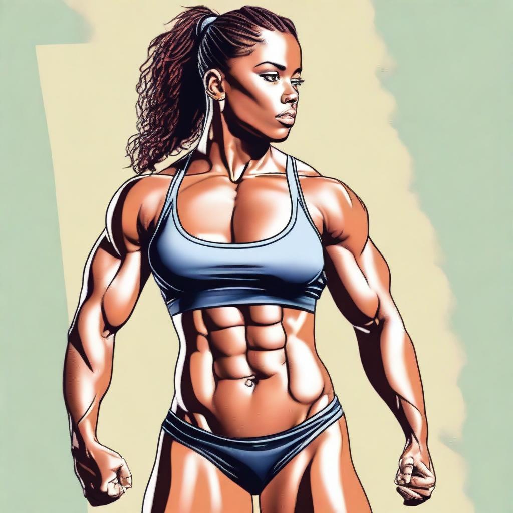 A depiction of a girl with a great physique, showcasing her strength and confidence