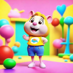 A whimsical image of a character named Chica, who has the head of a cute hamster and the body of a woman