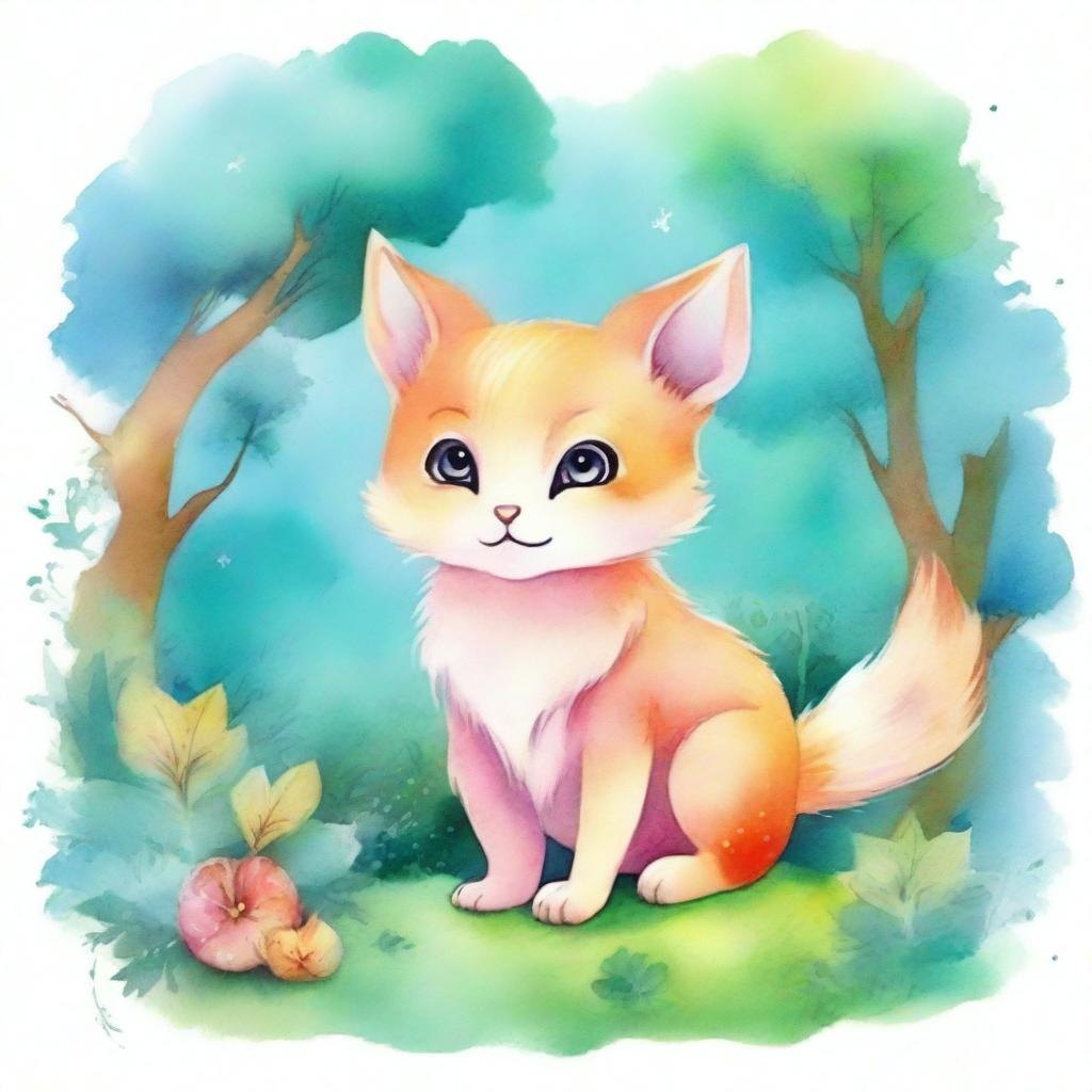 A cute fantasy animal in a watercolor style, perfect for a book cover