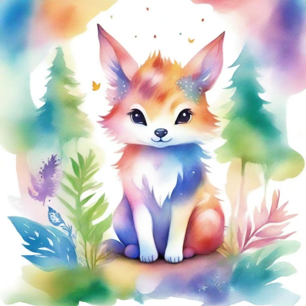 A cute fantasy animal in a watercolor style, perfect for a book cover