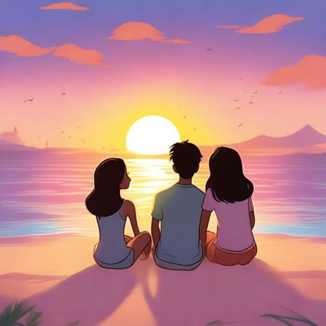 An animated scene depicting a summer teen romance