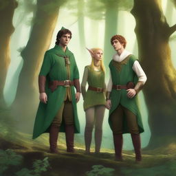 Four people in a forest