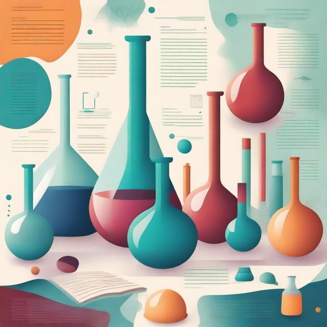 A detailed cover for a science subject featuring various scientific tools such as beakers, microscopes, test tubes, and books