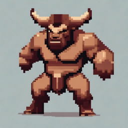 Create an image of a minotaur in pixel art style