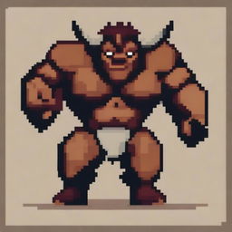 Create an image of a minotaur in pixel art style