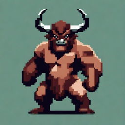 Create an image of a minotaur in pixel art style