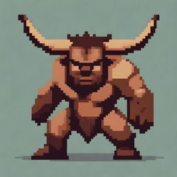 Create another image of a minotaur in pixel art style