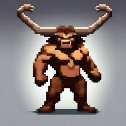 Create another image of a minotaur in pixel art style