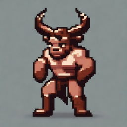 Create another image of a minotaur in pixel art style