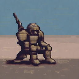 Create a pixel art image of a fallen soldier in armor