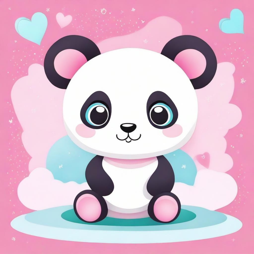 A cute and adorable baby panda in a kawaii style