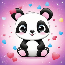 A cute and adorable baby panda in a kawaii style