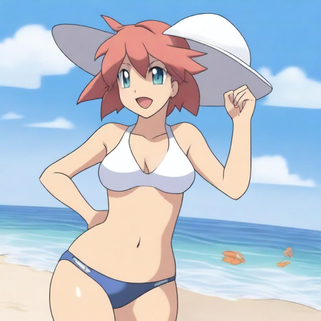 A detailed and tasteful illustration of Misty from Pokemon wearing a bikini