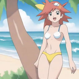 A detailed and tasteful illustration of Misty from Pokemon wearing a bikini