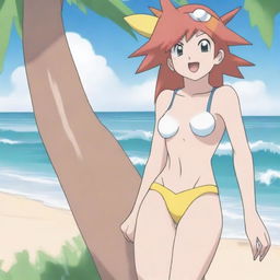 A detailed and tasteful illustration of Misty from Pokemon wearing a bikini