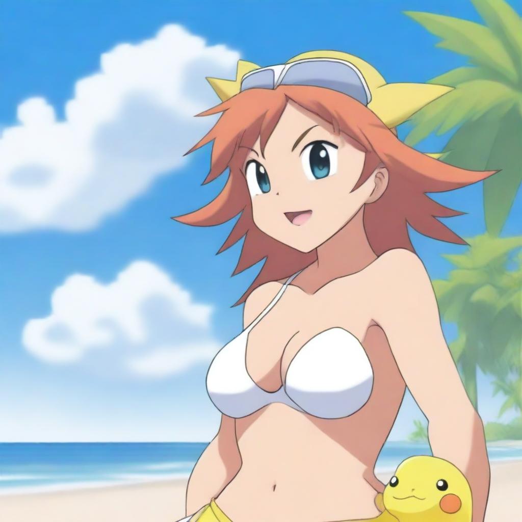 A detailed and tasteful illustration of Misty from Pokemon wearing a bikini