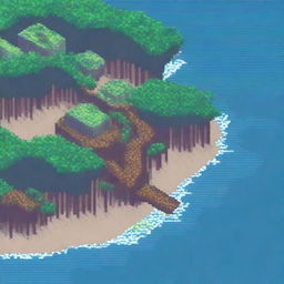 Create a pixel art image of seas flooding