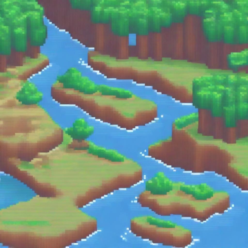 Create a pixel art image of seas flooding unpopulated and dry places