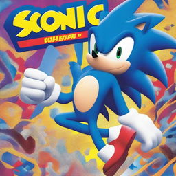 Create a vibrant and action-packed comic book cover featuring Sonic the Hedgehog