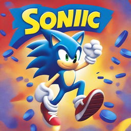 Create a vibrant and action-packed comic book cover featuring Sonic the Hedgehog