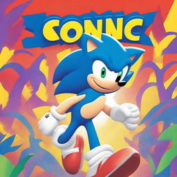 Create a vibrant and action-packed comic book cover featuring Sonic the Hedgehog