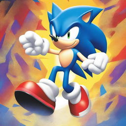 Create a vibrant and action-packed comic book cover featuring Sonic the Hedgehog