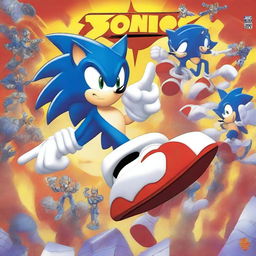 Design an exciting comic book cover for Sonic Prime