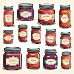 Create illustrations of various types of homemade jams