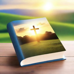 A serene and peaceful Christian book cover featuring a cross, an open Bible, and a radiant light shining from above